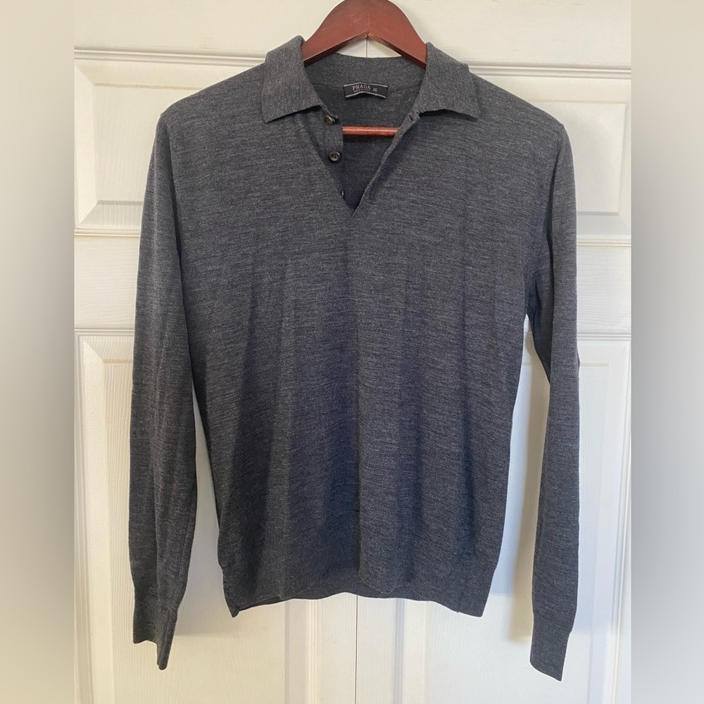 Authentic Prada Wool Knitted Polo Sweater